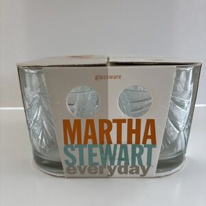Martha Stewart Everyday Lowball Old Fashioned  Glasses Fan Diamond Set of 4 2000